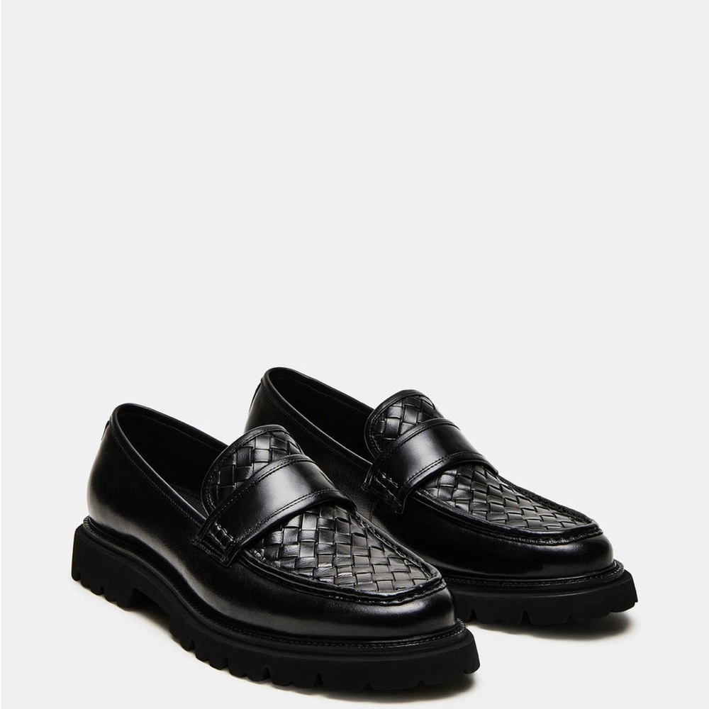Steven Madden NWT Strand Elegant Black Woven Loafers for Men